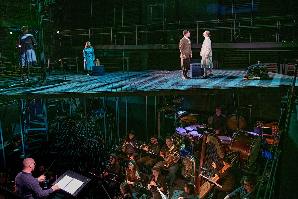 Actors and orchestra perform a dress rehearsal of Tobias Picker's play Dolores Claiborne at Boston University's Booth Theatre.