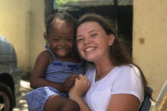 Tess Pollins and her new adopted sister, Ramla