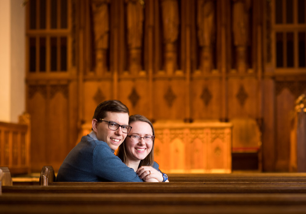 Joe Austin (CAS’13) and Samantha (Craig) Austin (CAS’13), at Marsh Chapel