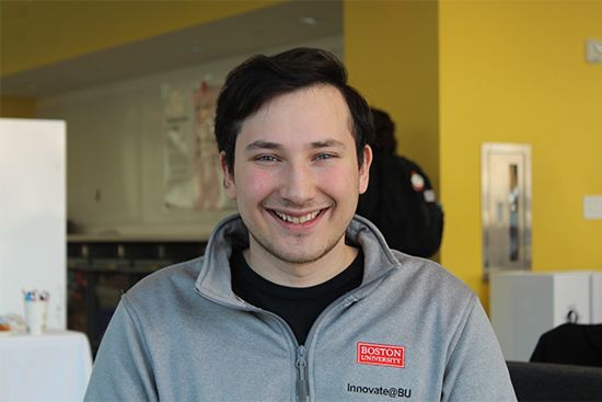 Portrait of VERTO CEO Pablo Ferreyra wearing an Innovate@BU fleece jacket