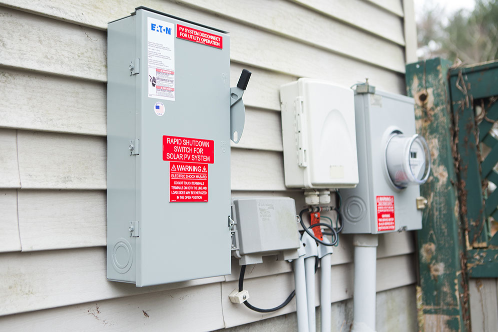 The solar pv system shutdown switch and meter for Mike Wagner's home solar system.
