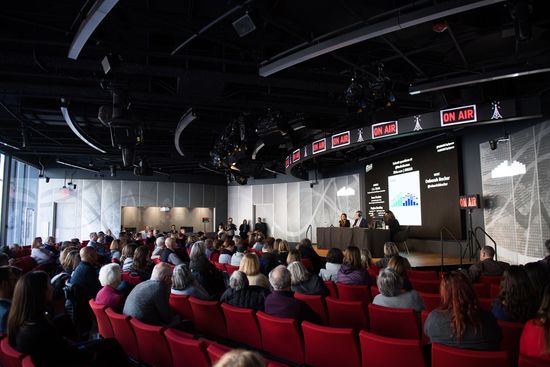 Radio Boston Live broadcasted for an audience as part of the grand opening of WBUR CitySpace