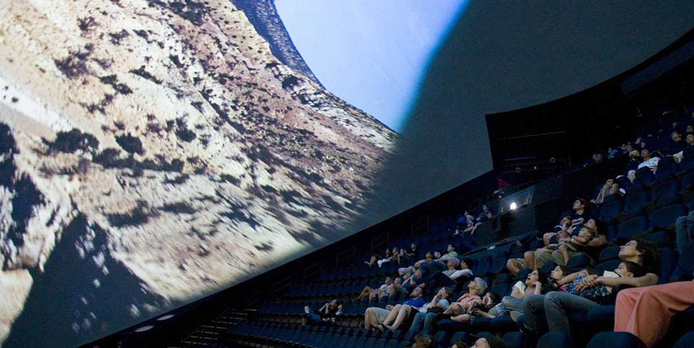 Inside the IMAX theater at the Museum of Science