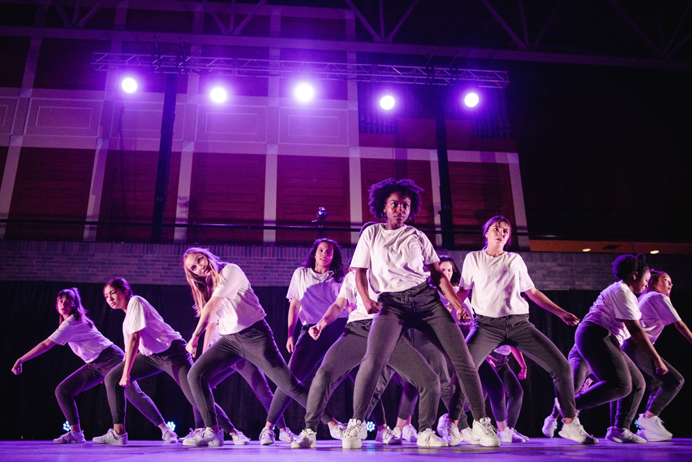 Fusion dance team on stage