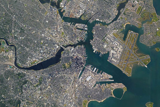 satellite image of Boston, MA