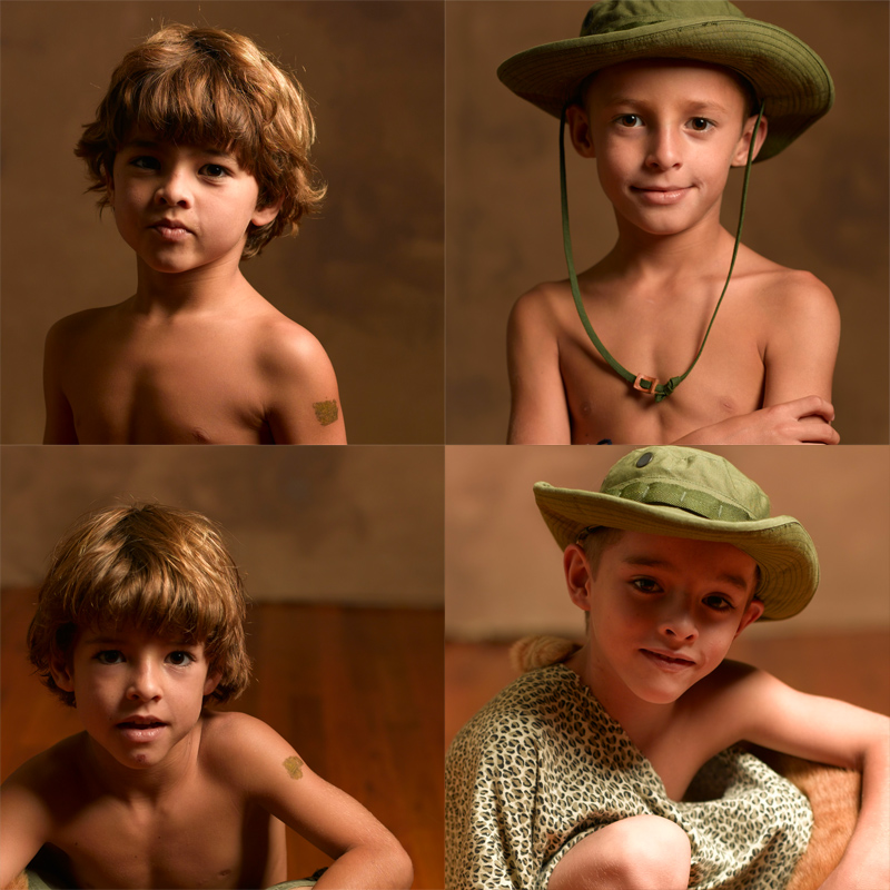 professional shots of the quadruplets as kids