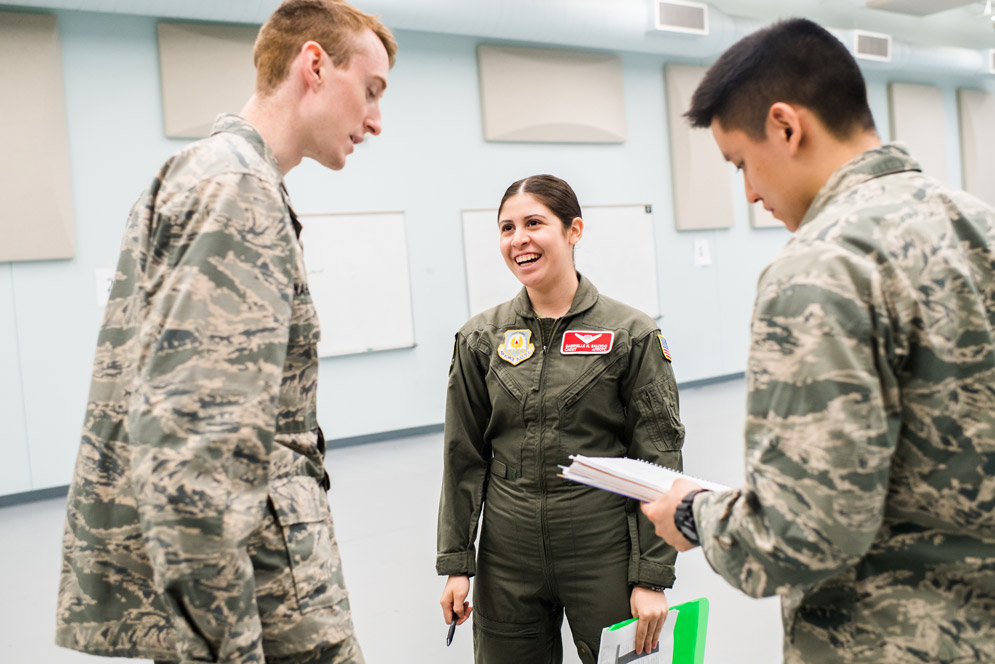 Salcido speaks with junior cadets