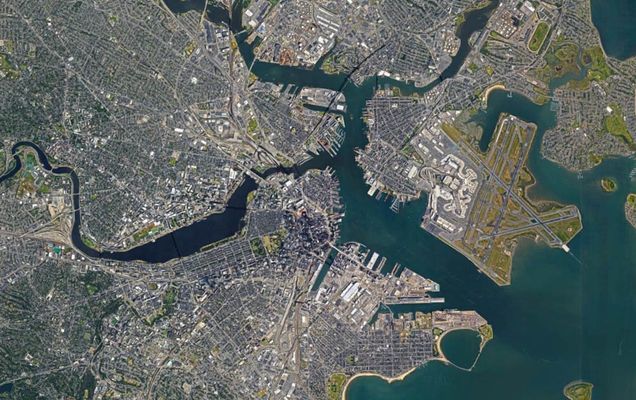 satellite image of Boston, MA