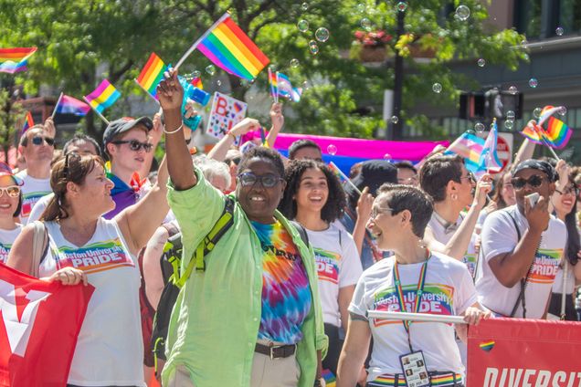 Taking off on Boylston Street, students, friends, and faculty of BU start to march their way to the Government Center with pride and joy.