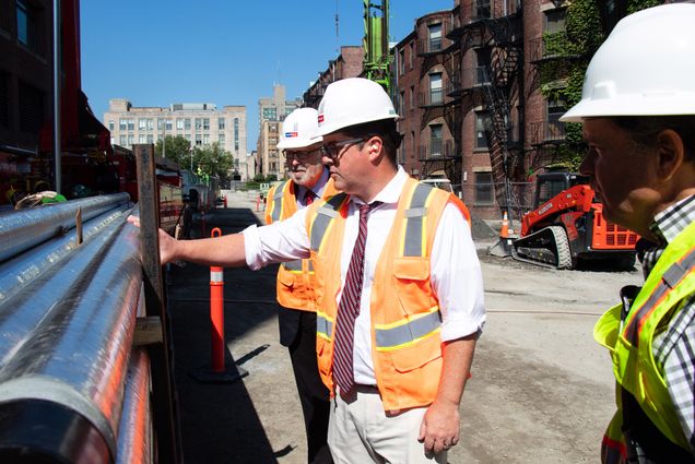 Chris Cook, Chief of Environment, Energy & Open Space for City of Boston, visits the BU geothermal test well site