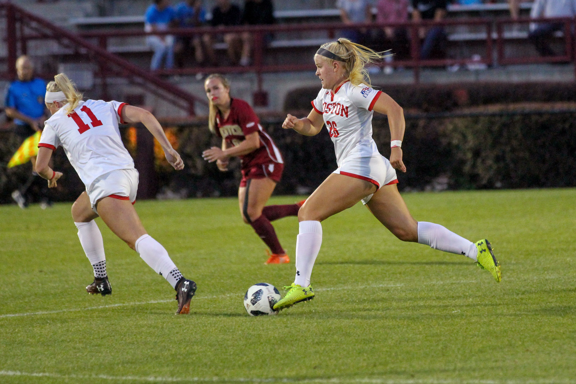 Women's soccer captain McKenna Kennedy sprints down the field