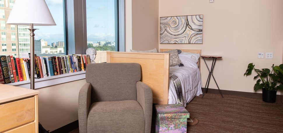A student's dorm room