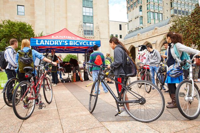 Landry's Bicycles tent at the Boston University Sustainability Festival.