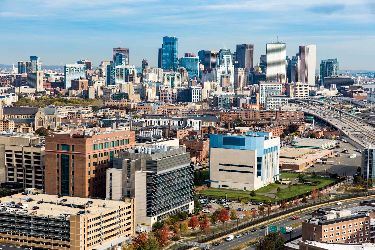 Aerial view of the Boston University medical campus.