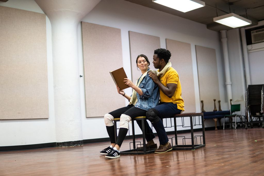 Rebecca Printze (CFA’20) (left) and Leroy Davis rehearse "As One"
