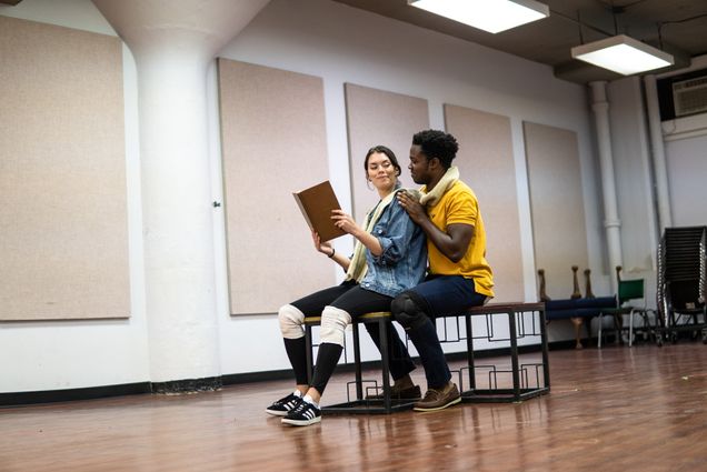 Rebecca Printze (CFA’20) (left) and Leroy Davis rehearse "As One"