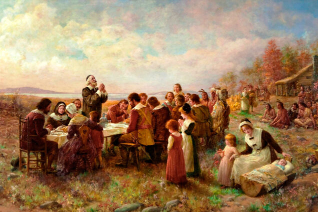 An illustration of the first Thanksgiving