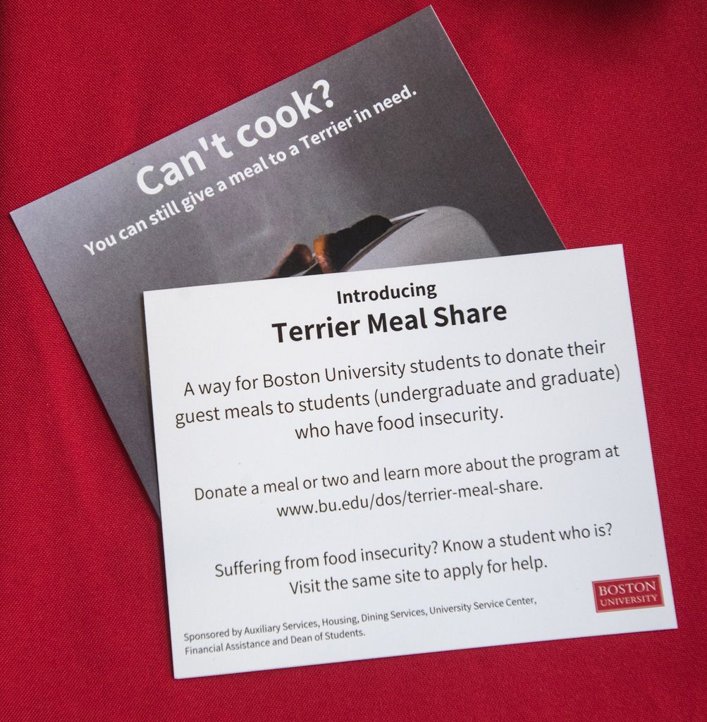 A pamphlet explaining what the terrier meal share program is about and how it works