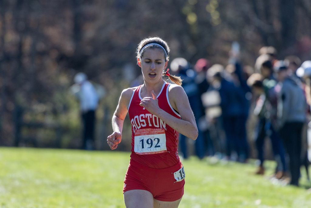 Abigal Gugel leads the pack at the Patriot League championship at Colgate University.