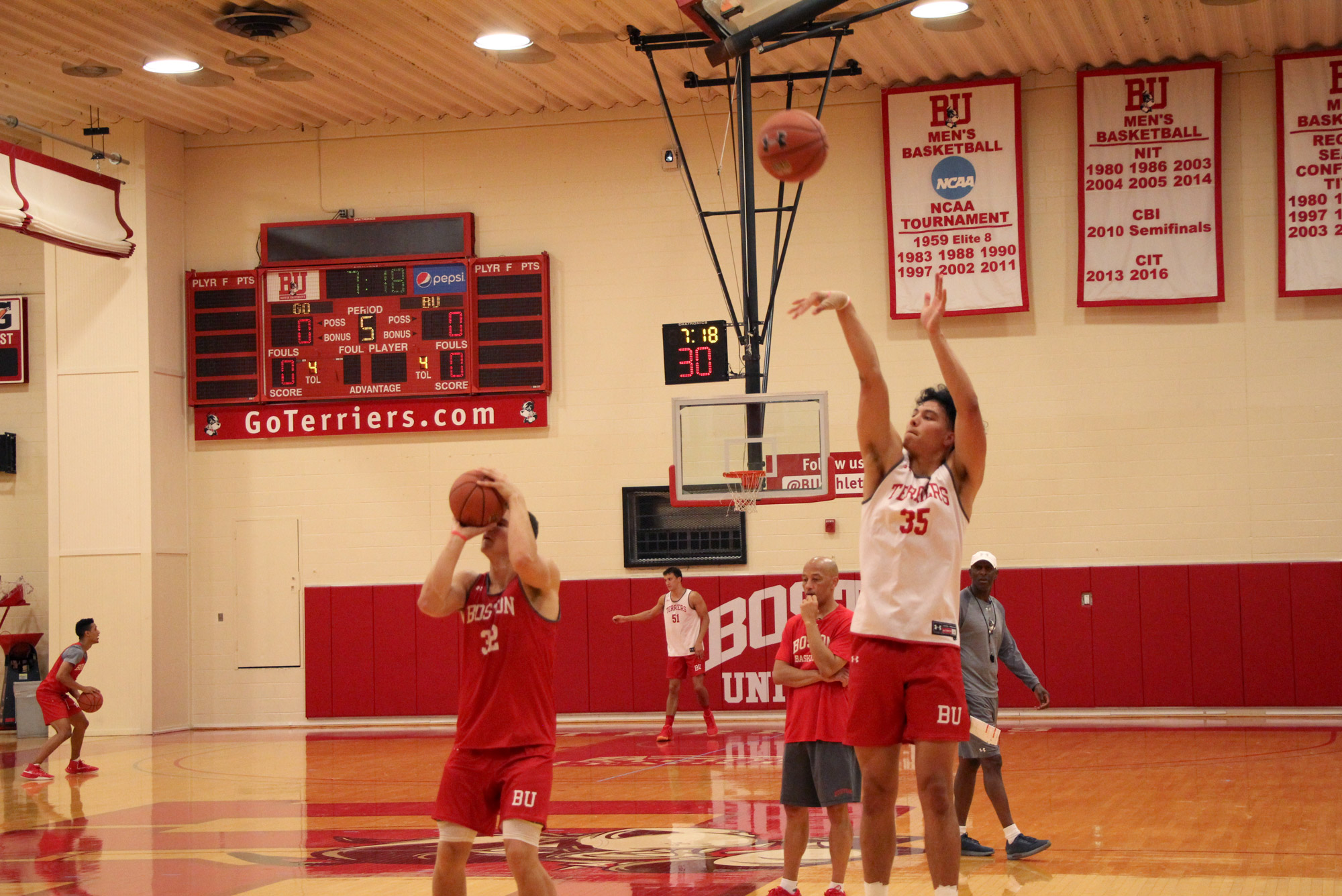 Jack Hemphill takes a shot during shooting drills at a recent practice.