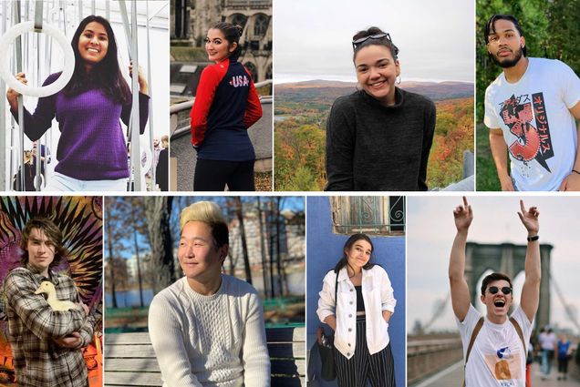 Composite image showing 8 students featured in Boston University's #TerrierTuesdays Instagram feature in 2019.