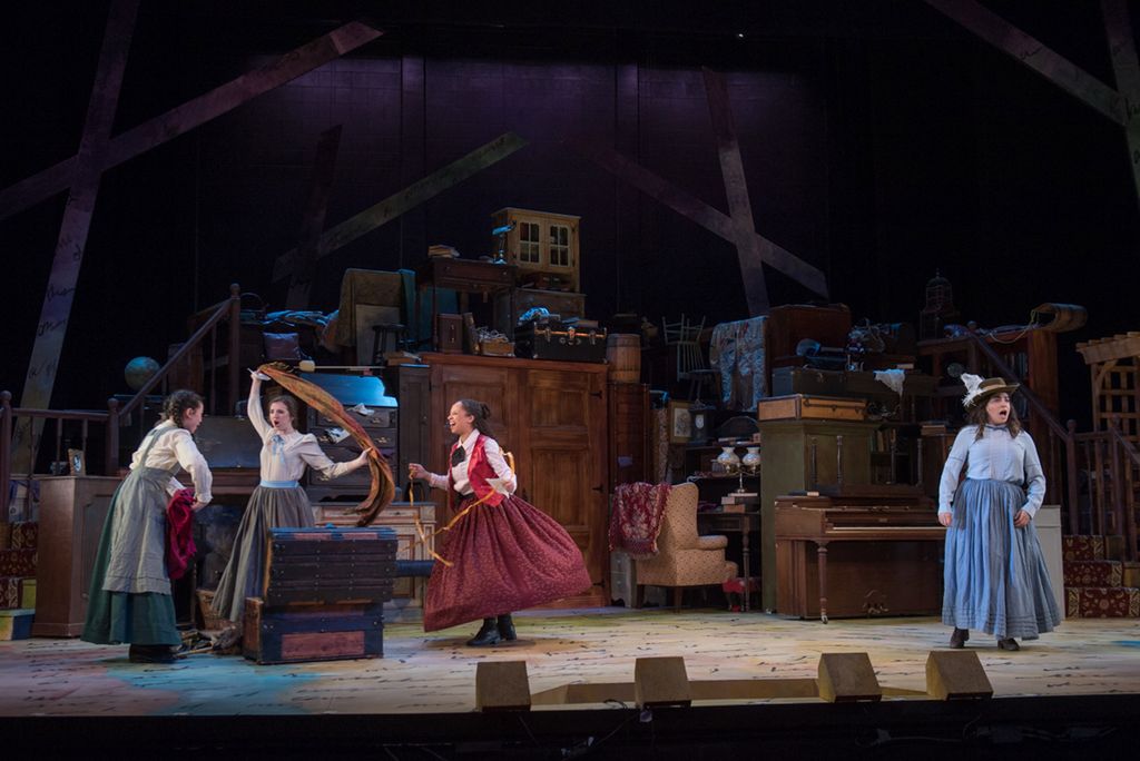 A photo of the "Little Women: The Broadway Musical" with the characters Jo, Amy, Beth and Meg.