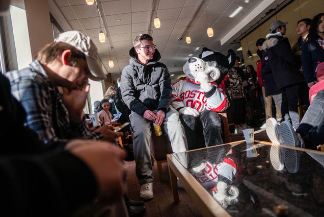 Rhett made an appearance at the CGS Matriculation Reception on Jan. 20, 2020, mingling with students like Nicholas Lapunzina (CGS'21).