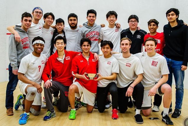 A photo of the BU Club Squash team