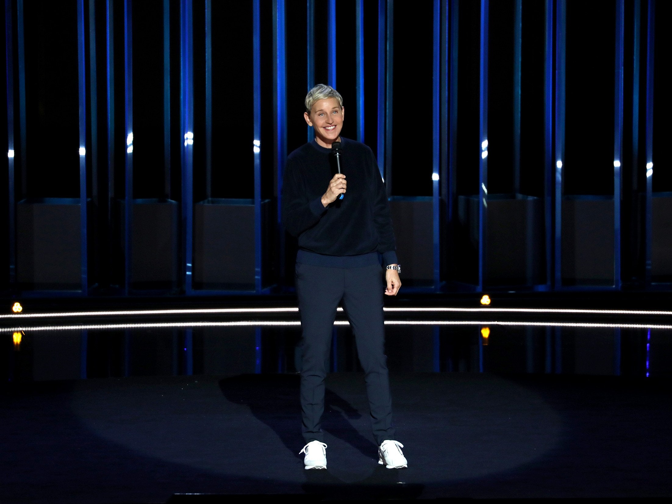 A photo of Ellen Degeneres from from her comedy special Relatable