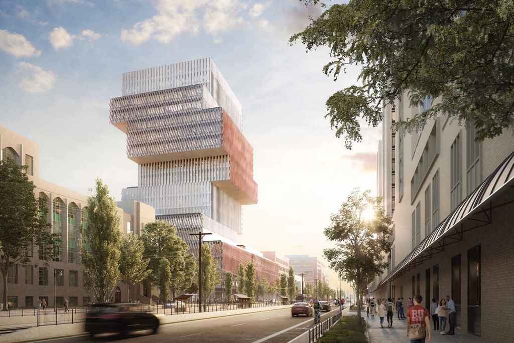 A rendering of BU's Center for Computing & Data Sciences as seen from Comm Ave.