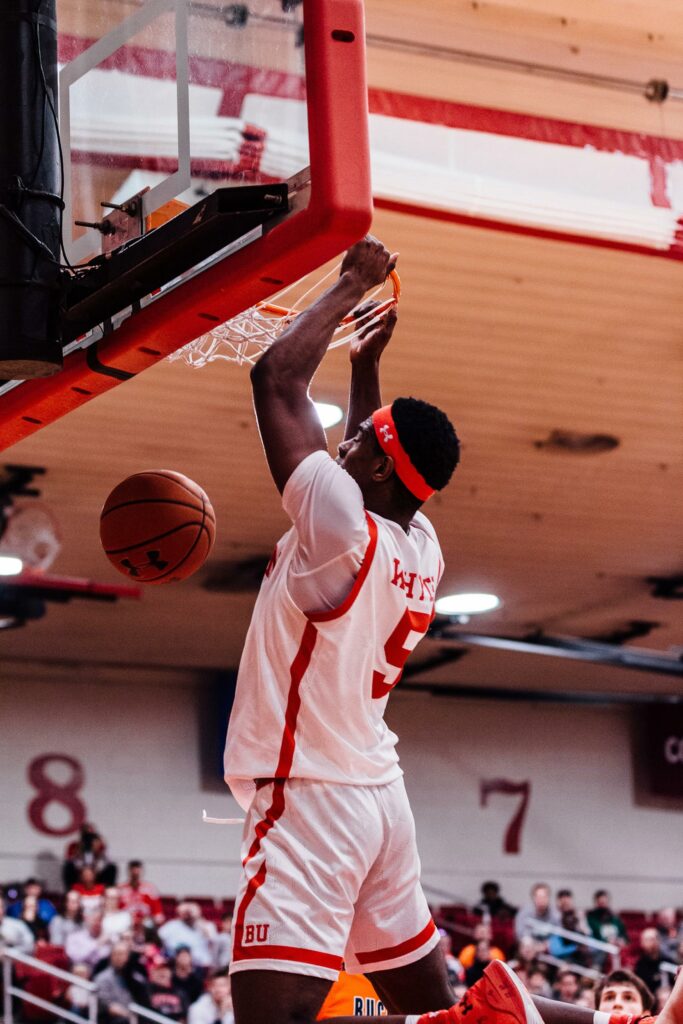 A photo of Walter Whyte (CGS’19, CAS’21) dunking