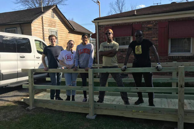 Volunteers on the ASB Tennessee trip on a wheelchair ramp they built. Photo courtesy of Anthony Dongfack