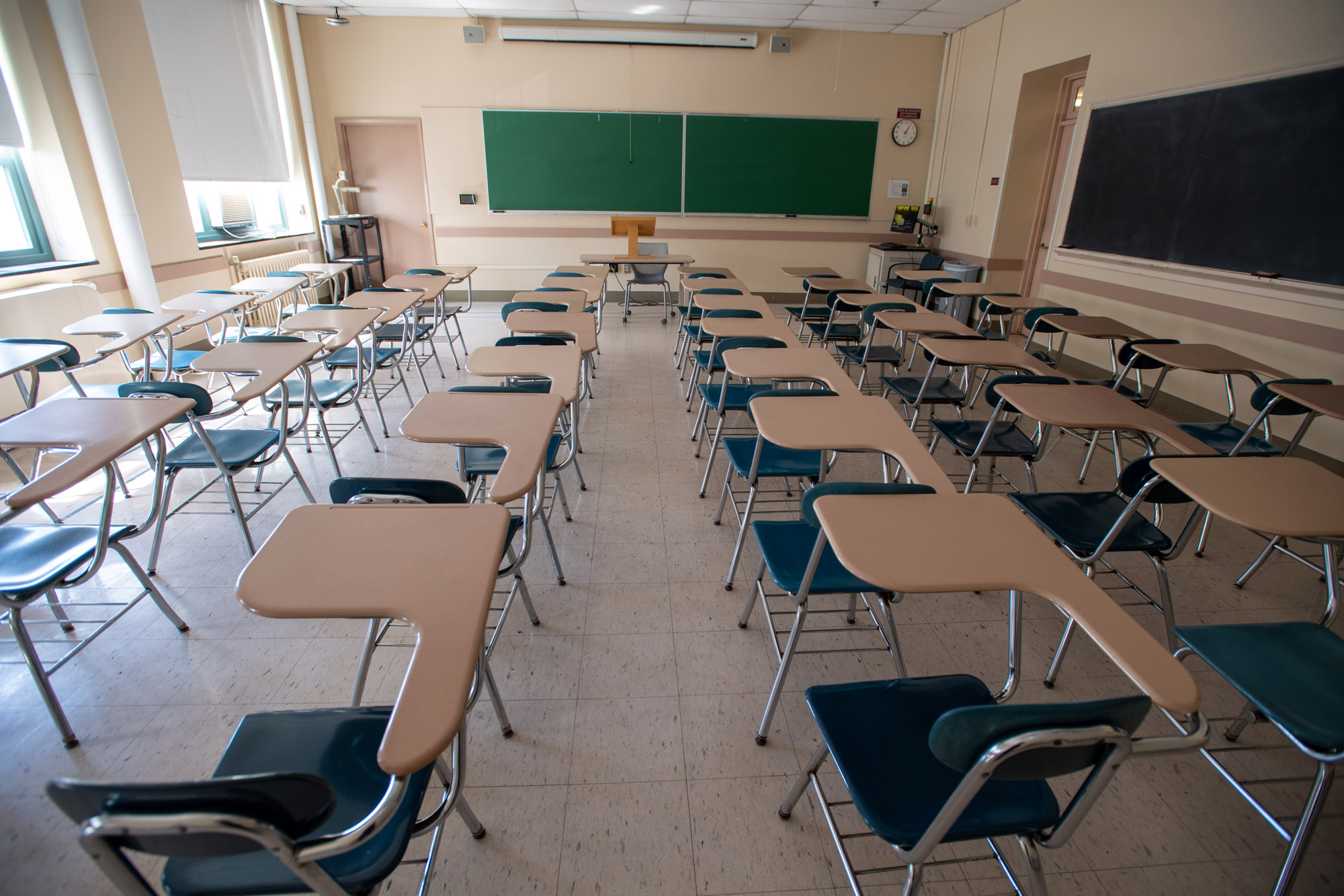 A photo of an empty BU classroom