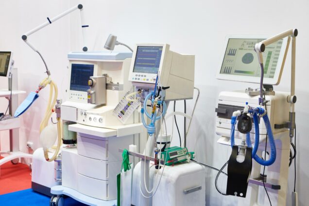 A photo of ventilators in a hospital