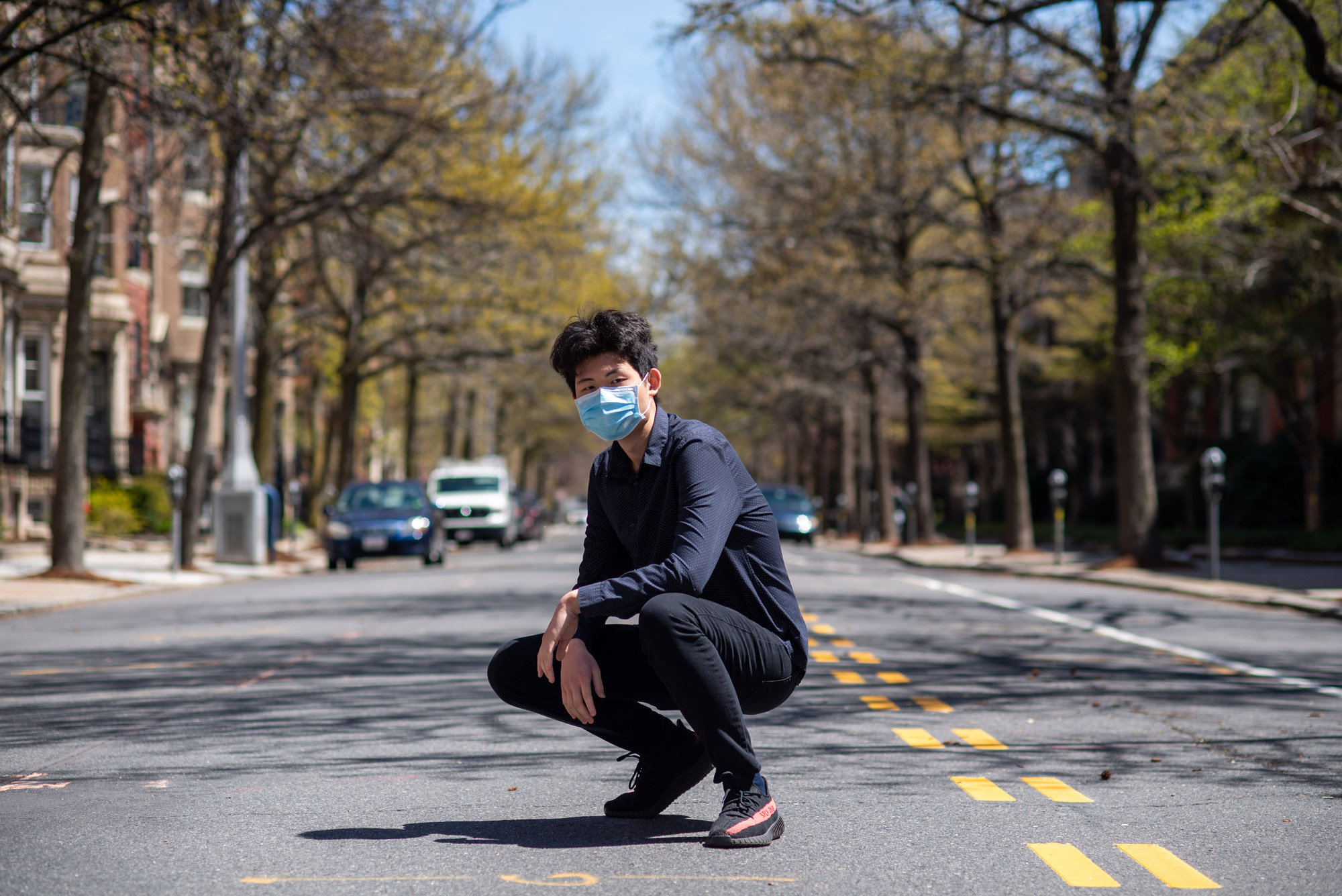 Jiaxin Tong on a deserted Bay State Road