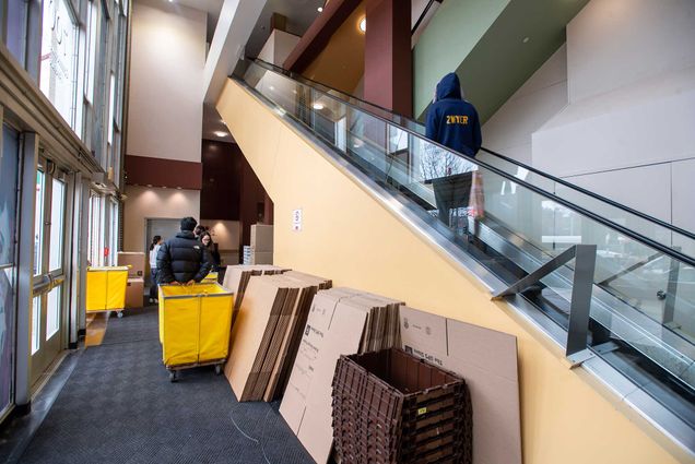 Lobby of Warren Towers during student move out