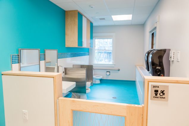 A photo of the bathroom at the new BU Children's Center