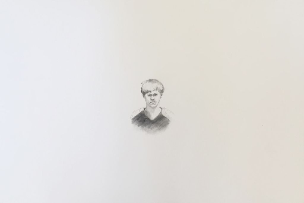 A portrait done by Locke of Dylann Roof