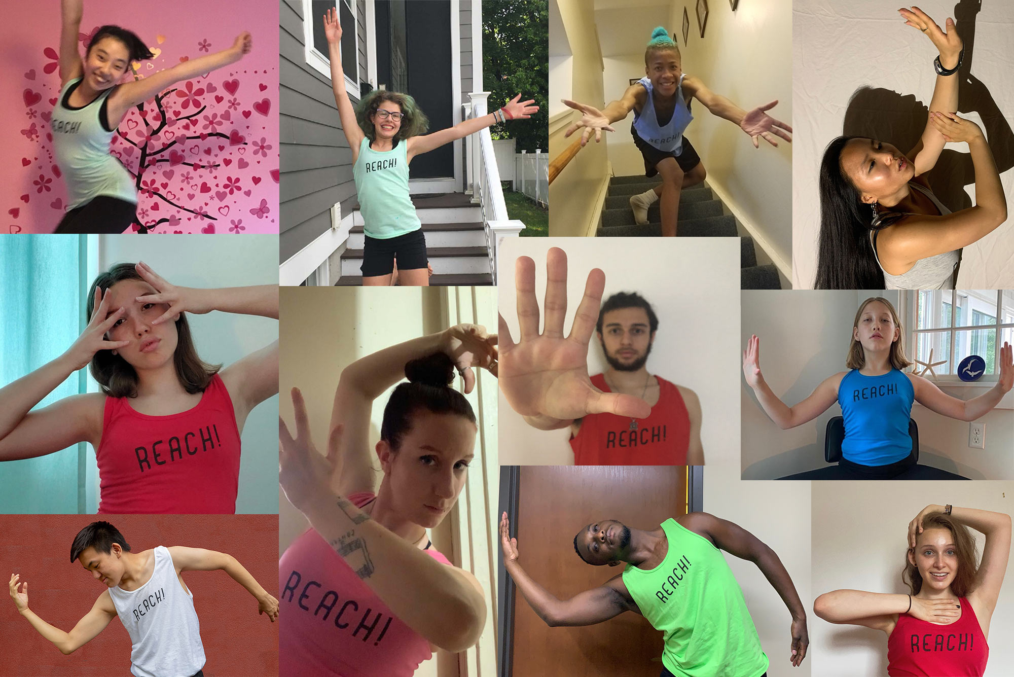 Composite image of Participants from Fitrec's REACH Dance Summer Program. he program included 13 teens from all over Greater Boston.