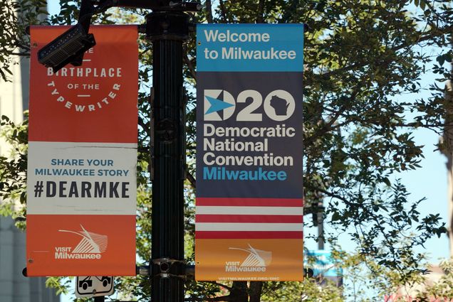 A photo of street signs in Milwaukee outside of the Democratic National Convention