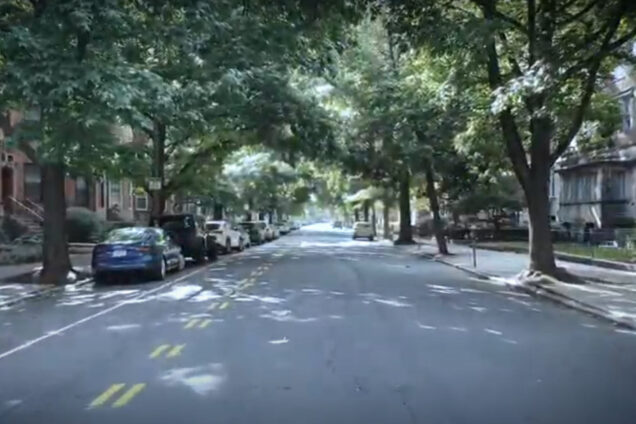 A screenshot from the video showing an empty Bay State Road