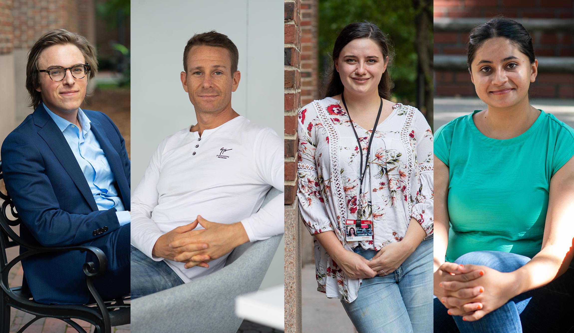 Composite image of Richard Giadone, Adam Vogel, Jori Chambers, Fatima Aqeel, a group of students who defended their dissertations remotely this spring.