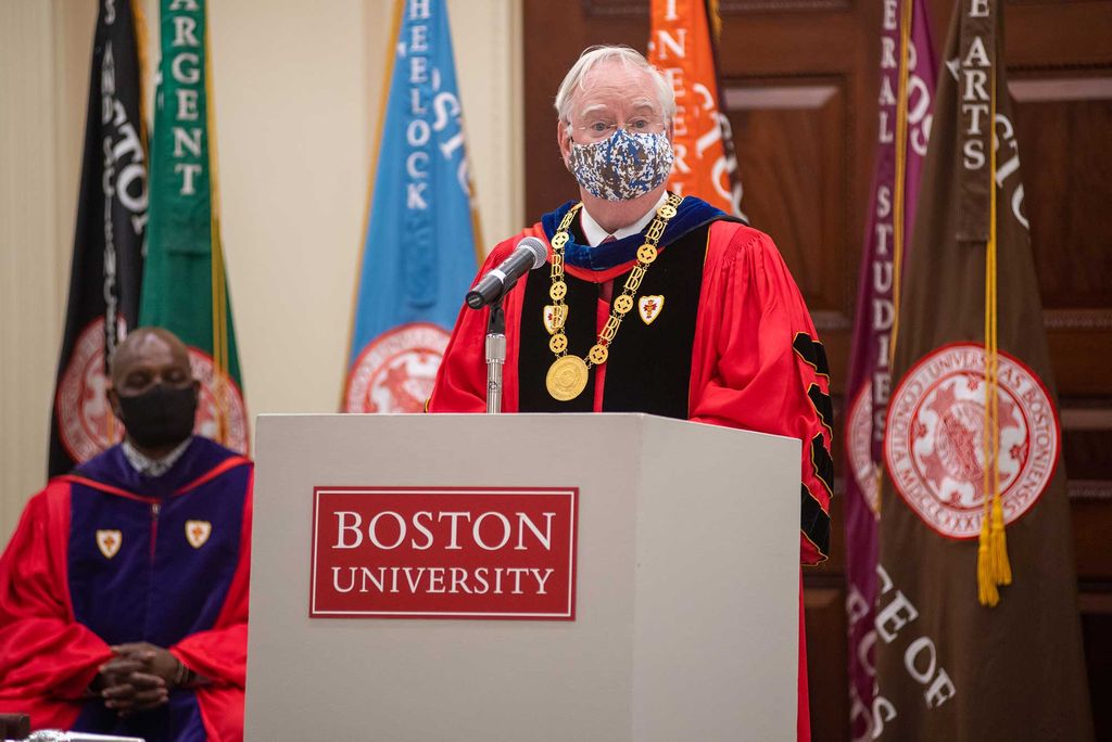 Boston University President Robert A. Brown speaks at the 2020 Matriculation ceremony