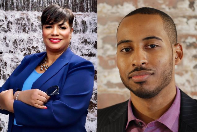 Composite image of headshots of two new trustees, Antoinette (Tonie) Leatherberry (ENG’85) and Jonathan Priester (COM’10).