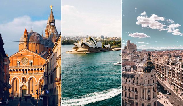 A photo of Padua, Sydney and Madrid