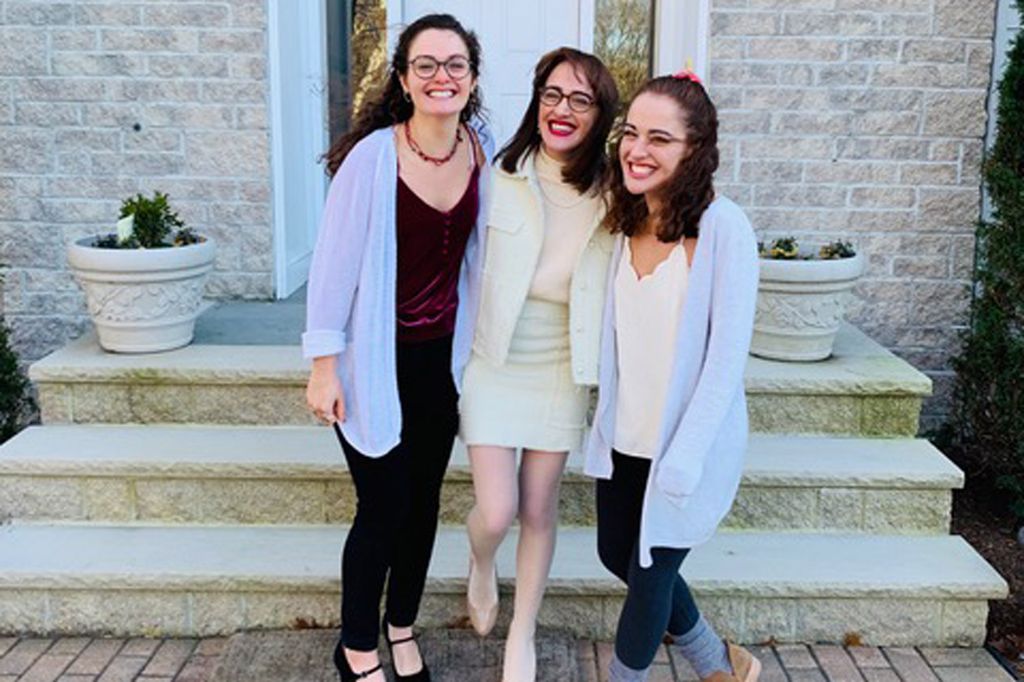 The Papadakis triplets: Alex (from left), Lena, and Joanna