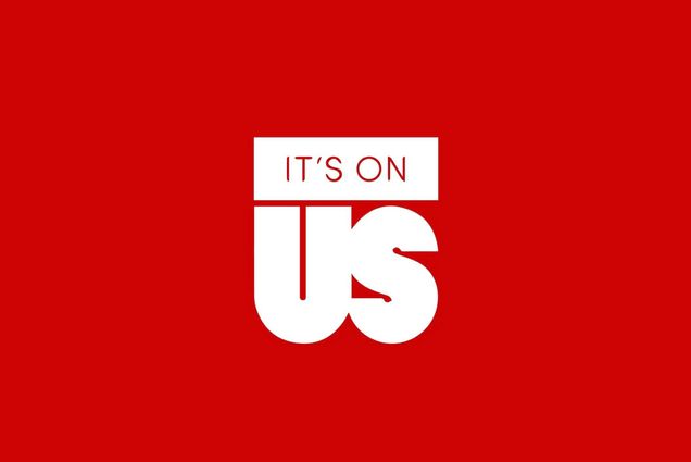 Photo: White text on red background reading "Its On Us"
