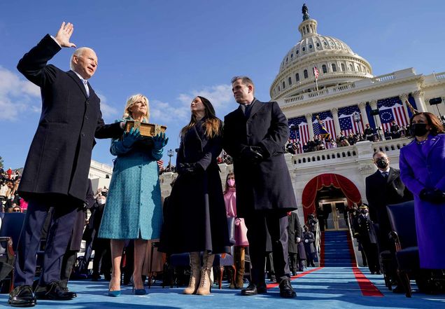 Joe Biden is sworn in as the 46th president of the United States by Chief Justice John Roberts, as Jill Biden and their children Ashley and Hunter look on on the West Front of the U.S. Capitol on January 20, 2021 in Washington, DC. Photo by Andrew Harnik - Pool