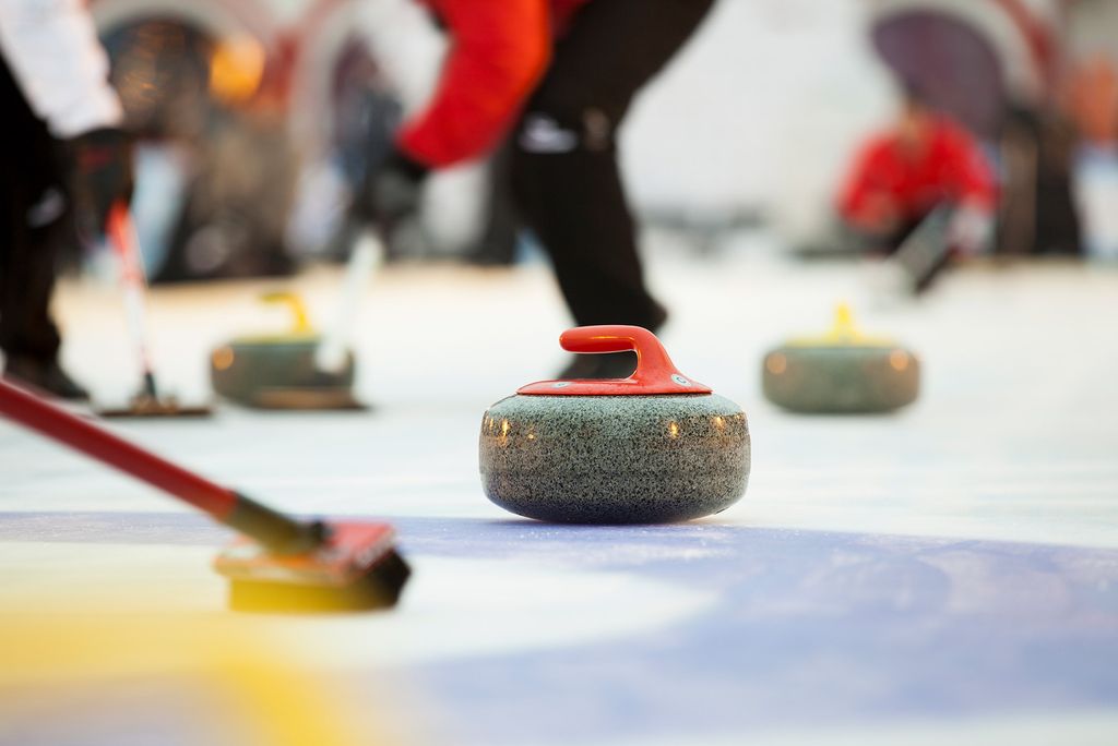 A photo of a curling match underway