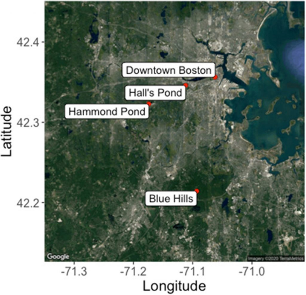 A map from the study showing the three locations